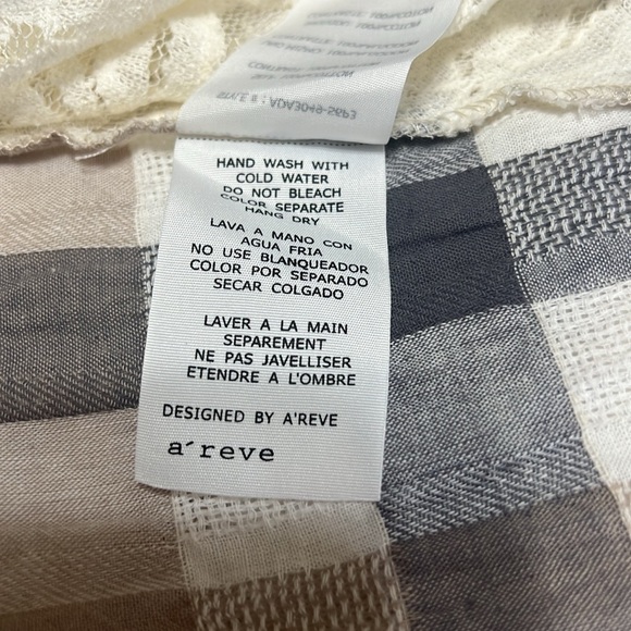 a’ reve Taupe Plaid Midi-Tunic with lace NWT - Picture 8 of 8